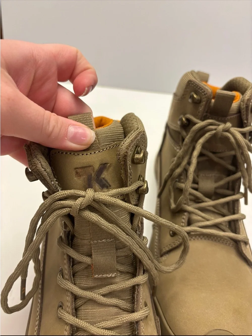 Kexin Men's Tan Work Safety Boots Lace Up Ankle Boots